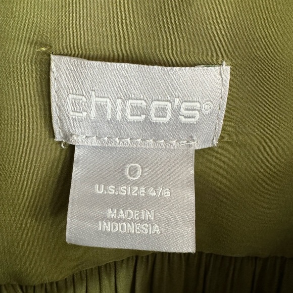 Chico's Green 3/4 Sleeve Relaxed Blouse with Mandarin Collar - Picture 2 of 7